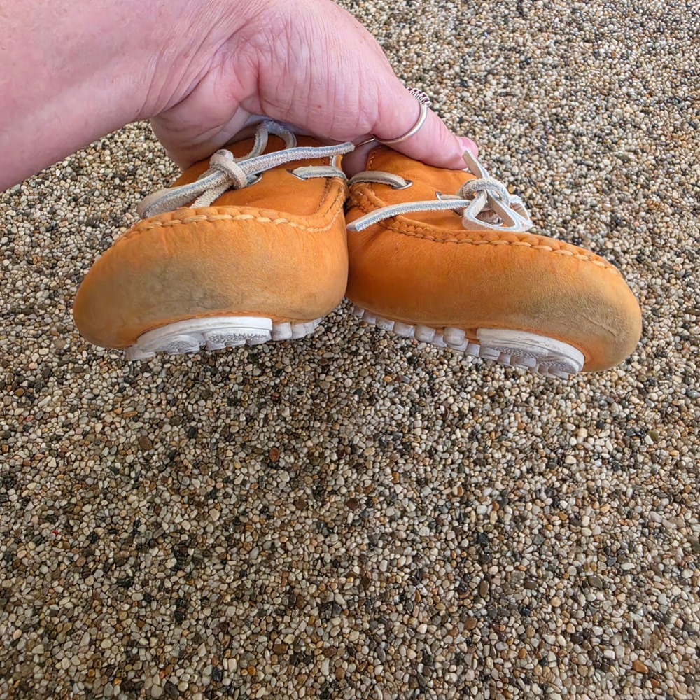 Cole Haan Nike Air Orange Leather Driving Moccasins Loafers D39810 Womens 7.5B - Picture 9 of 13